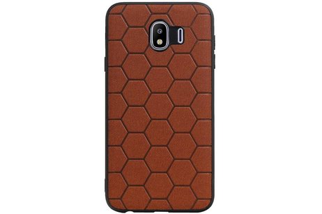 Hexagon Hard Case - Telefoonhoesje - Backcover Hoesje - achterkant hoesje - Geschikt voor Samsung Galaxy J4 - Bruin