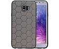 Hexagon Hard Case - Telefoonhoesje - Backcover Hoesje - achterkant hoesje - Geschikt voor Samsung Galaxy J4 - Grijs