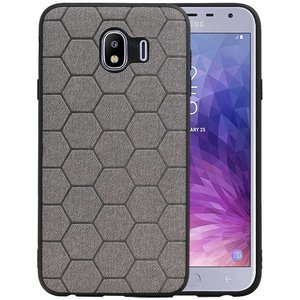 Hexagon Hard Case - Telefoonhoesje - Backcover Hoesje - achterkant hoesje - Geschikt voor Samsung Galaxy J4 - Grijs