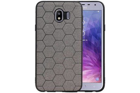 Hexagon Hard Case - Telefoonhoesje - Backcover Hoesje - achterkant hoesje - Geschikt voor Samsung Galaxy J4 - Grijs