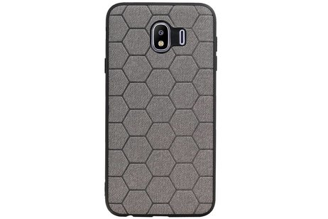 Hexagon Hard Case - Telefoonhoesje - Backcover Hoesje - achterkant hoesje - Geschikt voor Samsung Galaxy J4 - Grijs