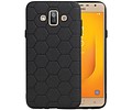 Hexagon Hard Case - Telefoonhoesje - Backcover Hoesje - achterkant hoesje - Geschikt voor Samsung Galaxy J7 Duo - Zwart