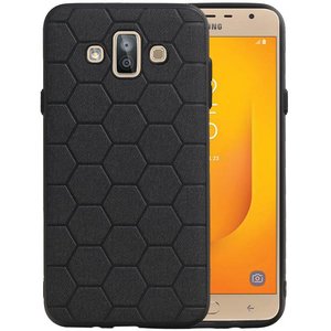 Hexagon Hard Case - Telefoonhoesje - Backcover Hoesje - achterkant hoesje - Geschikt voor Samsung Galaxy J7 Duo - Zwart