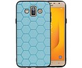 Hexagon Hard Case - Telefoonhoesje - Backcover Hoesje - achterkant hoesje - Geschikt voor Samsung Galaxy J7 Duo - Blauw