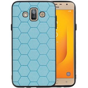 BAOHU Hexagon Hard Case - Telefoonhoesje - Backcover Hoesje - achterkant hoesje - Geschikt voor Samsung Galaxy J7 Duo - Blauw