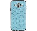 Hexagon Hard Case - Telefoonhoesje - Backcover Hoesje - achterkant hoesje - Geschikt voor Samsung Galaxy J7 Duo - Blauw