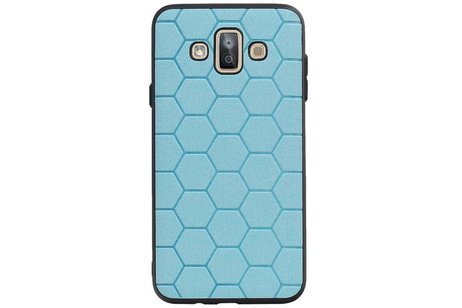 Hexagon Hard Case - Telefoonhoesje - Backcover Hoesje - achterkant hoesje - Geschikt voor Samsung Galaxy J7 Duo - Blauw