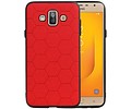 BAOHU Hexagon Hard Case - Telefoonhoesje - Backcover Hoesje - achterkant hoesje - Geschikt voor Samsung Galaxy J7 Duo - Rood