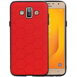 BAOHU Hexagon Hard Case - Telefoonhoesje - Backcover Hoesje - achterkant hoesje - Geschikt voor Samsung Galaxy J7 Duo - Rood