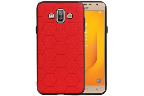 BAOHU Hexagon Hard Case - Telefoonhoesje - Backcover Hoesje - achterkant hoesje - Geschikt voor Samsung Galaxy J7 Duo - Rood