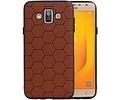 Hexagon Hard Case - Telefoonhoesje - Backcover Hoesje - achterkant hoesje - Geschikt voor Samsung Galaxy J7 Duo - Bruin