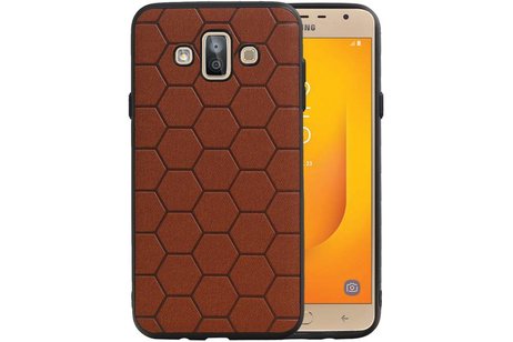 BAOHU Hexagon Hard Case - Telefoonhoesje - Backcover Hoesje - achterkant hoesje - Geschikt voor Samsung Galaxy J7 Duo - Bruin