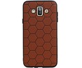 Hexagon Hard Case - Telefoonhoesje - Backcover Hoesje - achterkant hoesje - Geschikt voor Samsung Galaxy J7 Duo - Bruin