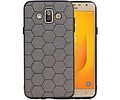 Hexagon Hard Case - Telefoonhoesje - Backcover Hoesje - achterkant hoesje - Geschikt voor Samsung Galaxy J7 Duo - Grijs