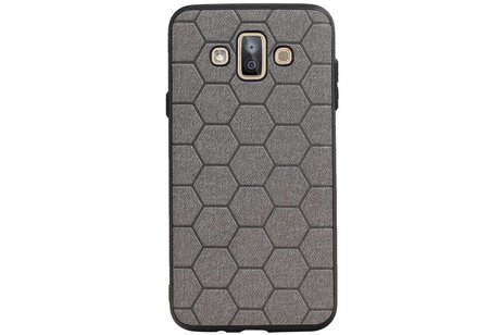 BAOHU Hexagon Hard Case - Telefoonhoesje - Backcover Hoesje - achterkant hoesje - Geschikt voor Samsung Galaxy J7 Duo - Grijs