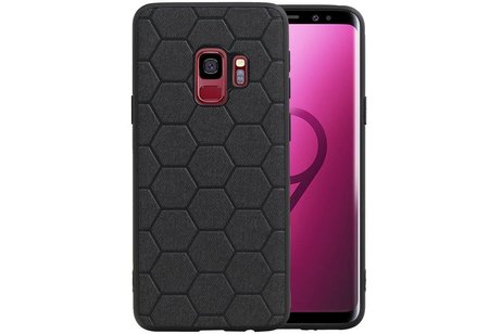 Hexagon Hard Case - Telefoonhoesje - Backcover Hoesje - achterkant hoesje - Geschikt voor Samsung Galaxy S9 - Zwart