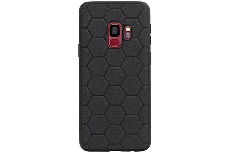 Hexagon Hard Case - Telefoonhoesje - Backcover Hoesje - achterkant hoesje - Geschikt voor Samsung Galaxy S9 - Zwart