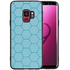 Hexagon Hard Case - Telefoonhoesje - Backcover Hoesje - achterkant hoesje - Geschikt voor Samsung Galaxy S9 - Blauw