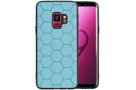 Hexagon Hard Case - Telefoonhoesje - Backcover Hoesje - achterkant hoesje - Geschikt voor Samsung Galaxy S9 - Blauw