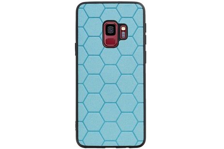 Hexagon Hard Case - Telefoonhoesje - Backcover Hoesje - achterkant hoesje - Geschikt voor Samsung Galaxy S9 - Blauw