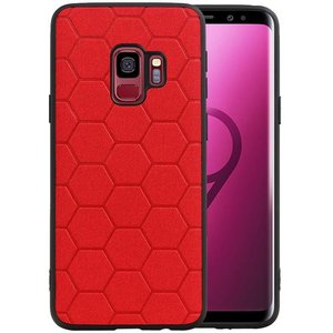 Hexagon Hard Case - Telefoonhoesje - Backcover Hoesje - achterkant hoesje - Geschikt voor Samsung Galaxy S9 - Rood