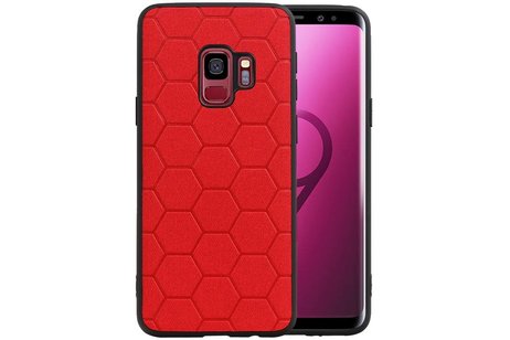 BAOHU Hexagon Hard Case - Telefoonhoesje - Backcover Hoesje - achterkant hoesje - Geschikt voor Samsung Galaxy S9 - Rood