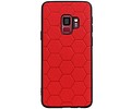 Hexagon Hard Case - Telefoonhoesje - Backcover Hoesje - achterkant hoesje - Geschikt voor Samsung Galaxy S9 - Rood