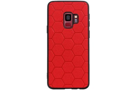Hexagon Hard Case - Telefoonhoesje - Backcover Hoesje - achterkant hoesje - Geschikt voor Samsung Galaxy S9 - Rood