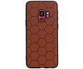BAOHU Hexagon Hard Case - Telefoonhoesje - Backcover Hoesje - achterkant hoesje - Geschikt voor Samsung Galaxy S9 - Bruin