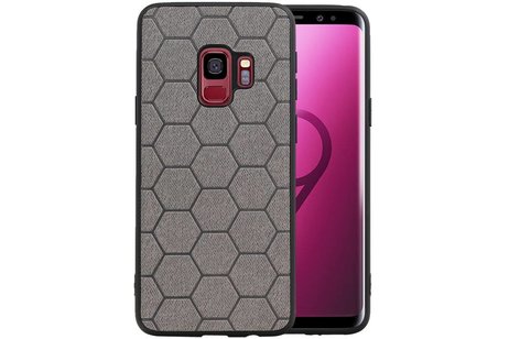 Hexagon Hard Case - Telefoonhoesje - Backcover Hoesje - achterkant hoesje - Geschikt voor Samsung Galaxy S9 - Grijs