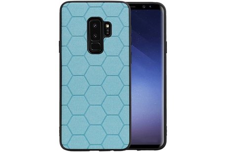 Hexagon Hard Case - Telefoonhoesje - Backcover Hoesje - achterkant hoesje - Geschikt voor Samsung Galaxy S9 Plus - Blauw