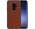Hexagon Hard Case - Telefoonhoesje - Backcover Hoesje - achterkant hoesje - Geschikt voor Samsung Galaxy S9 Plus - Bruin