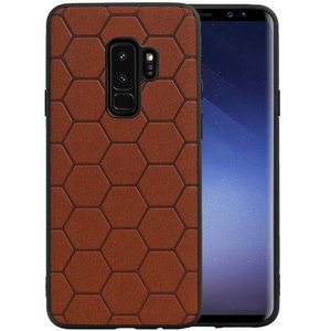 Hexagon Hard Case - Telefoonhoesje - Backcover Hoesje - achterkant hoesje - Geschikt voor Samsung Galaxy S9 Plus - Bruin