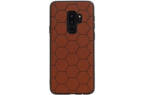 BAOHU Hexagon Hard Case - Telefoonhoesje - Backcover Hoesje - achterkant hoesje - Geschikt voor Samsung Galaxy S9 Plus - Bruin