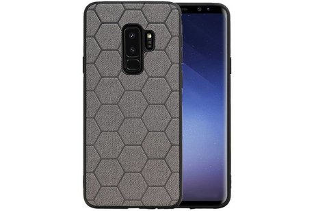 Hexagon Hard Case - Telefoonhoesje - Backcover Hoesje - achterkant hoesje - Geschikt voor Samsung Galaxy S9 Plus - Grijs