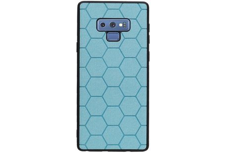 Hexagon Hard Case - Telefoonhoesje - Backcover Hoesje - achterkant hoesje - Geschikt voor Samsung Galaxy Note 9 - Blauw