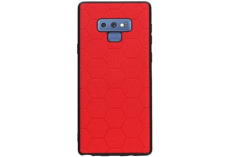 Hexagon Hard Case - Telefoonhoesje - Backcover Hoesje - achterkant hoesje - Geschikt voor Samsung Galaxy Note 9 - Rood