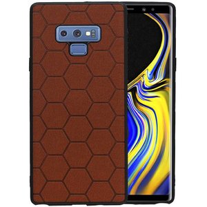 Hexagon Hard Case - Telefoonhoesje - Backcover Hoesje - achterkant hoesje - Geschikt voor Samsung Galaxy Note 9 - Bruin