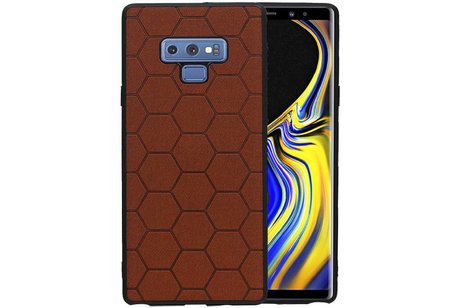 Hexagon Hard Case - Telefoonhoesje - Backcover Hoesje - achterkant hoesje - Geschikt voor Samsung Galaxy Note 9 - Bruin