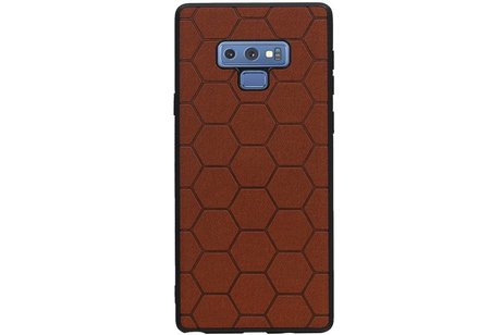 Hexagon Hard Case - Telefoonhoesje - Backcover Hoesje - achterkant hoesje - Geschikt voor Samsung Galaxy Note 9 - Bruin