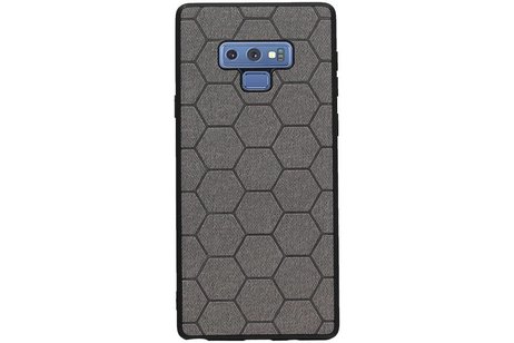 Hexagon Hard Case - Telefoonhoesje - Backcover Hoesje - achterkant hoesje - Geschikt voor Samsung Galaxy Note 9 - Grijs