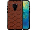 Hexagon Hard Case - Telefoonhoesje - Backcover Hoesje - achterkant hoesje - Geschikt voor Huawei Mate 20 - Bruin