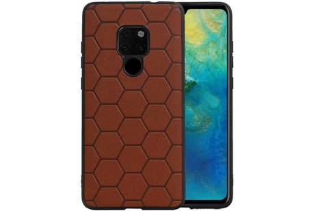 Hexagon Hard Case - Telefoonhoesje - Backcover Hoesje - achterkant hoesje - Geschikt voor Huawei Mate 20 - Bruin