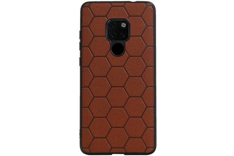 Hexagon Hard Case - Telefoonhoesje - Backcover Hoesje - achterkant hoesje - Geschikt voor Huawei Mate 20 - Bruin