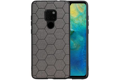 Hexagon Hard Case - Telefoonhoesje - Backcover Hoesje - achterkant hoesje - Geschikt voor Huawei Mate 20 - Grijs