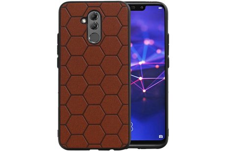 Hexagon Hard Case - Telefoonhoesje - Backcover Hoesje - achterkant hoesje - Geschikt voor Huawei Mate 20 Lite - Bruin