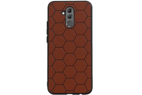 Hexagon Hard Case - Telefoonhoesje - Backcover Hoesje - achterkant hoesje - Geschikt voor Huawei Mate 20 Lite - Bruin