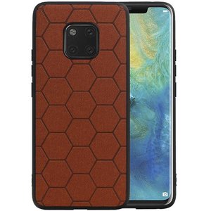 Hexagon Hard Case - Telefoonhoesje - Backcover Hoesje - achterkant hoesje - Geschikt voor Huawei Mate 20 Pro - Bruin