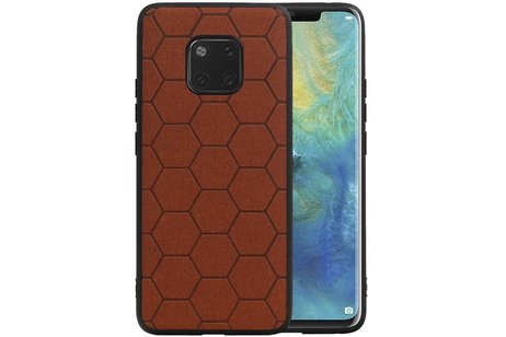 Hexagon Hard Case - Telefoonhoesje - Backcover Hoesje - achterkant hoesje - Geschikt voor Huawei Mate 20 Pro - Bruin