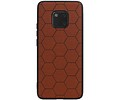 Hexagon Hard Case - Telefoonhoesje - Backcover Hoesje - achterkant hoesje - Geschikt voor Huawei Mate 20 Pro - Bruin